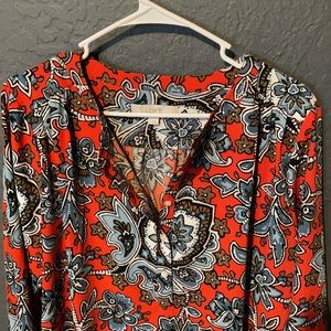 Super classy LOFT Russian red blue designs dress